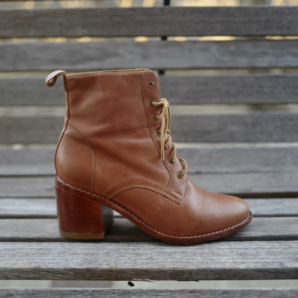 EUC Fortress of Inca Alexandra Paige Leather Combat Bootie Sz 8.5 - Picture 4 of 10